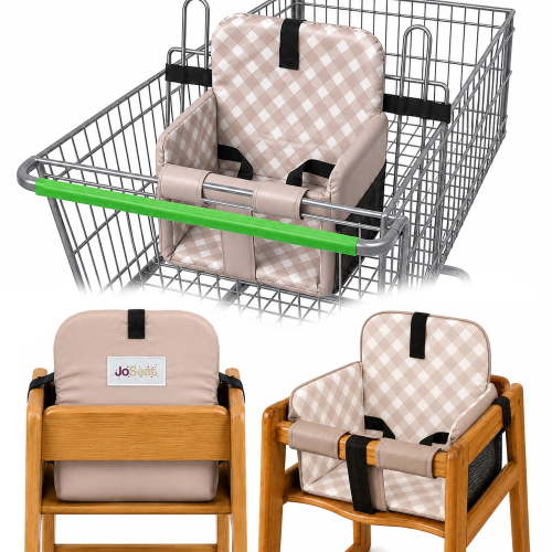 JoSeat Shopping Cart Seat Cover for Baby, High Chair & Grocery Seat Protector, Padded Chair Covers for Restaurant Seats, Unisex Machine Washable Grocery Cart Liner & Swing Insert – Beige Checkered