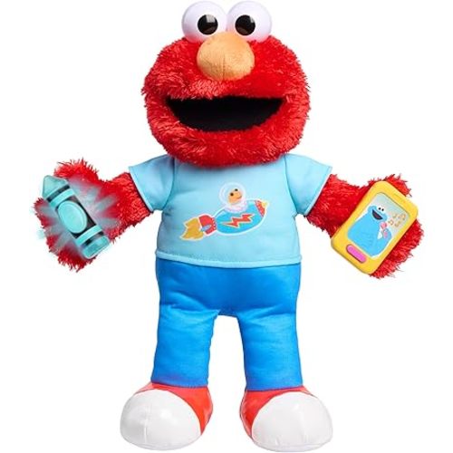 Just Play Sesame Street 13-inch Learning Elmo Plush Stuffed Animal with 50+ Phrases, Lights, Sounds, & Motion, Learning and Education, Kids Toys for Ages 18 Month