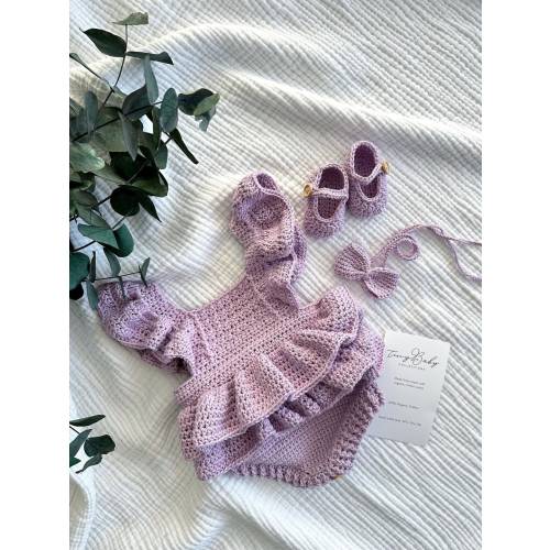 Baby Girl Romper, Newborn Photography Prop, Baby Girl Crochet Dress, Crochet Baby Girl Shoes, Newborn Girl Outfit, Baby Girl Clothes