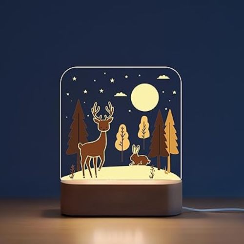Night Light for Kids, Nursery Night Light, Toddler & Kids Bedroom Decor Gift, Baby Room Decor, Baby Boy and Girl Gift, Bedside Nightstand Night Lamp, Cute Night Light, Moon and Stars Light (F17)