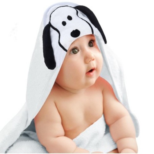 Lambs & Ivy Snoopy Baby/Infant Cotton Hooded Bath Towel - White