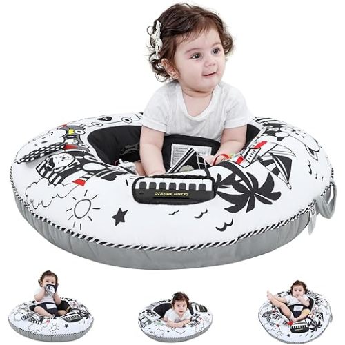 Lovvie & Joy Baby Seat and Play Activity Center Ring,Soft Infant Seats for Sitting Up Chair 0-6 Months Newborns and Older Babies with Toys for Early Sensory Exploration and Motor Skill Development
