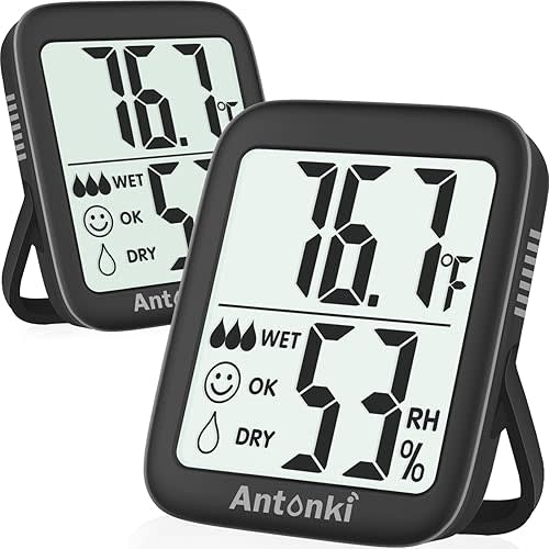 Antonki 2 Pack Room Thermometer for Home, Digital Temperature and Humidity Monitors, Indoor Hygrometer Sensor, Humidity Gauge, Humidity Meter for Baby Room, Terrarium, Incubator, Greenhouse