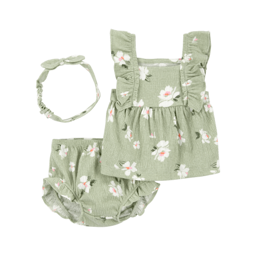 Baby 3-Piece Floral Gauze Top & Short Set - Carter's | Carter's