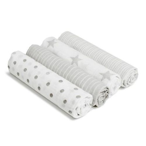 Aden + Anais Muslin Swaddle Blankets - Dusty - Light Gray 4pk