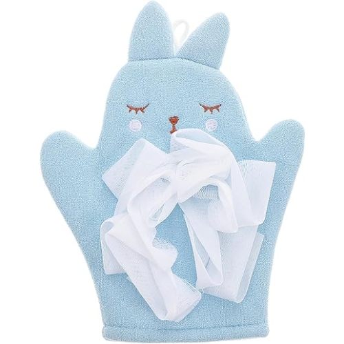 Baby Bath Mitten Double-Sided Baby Bath Mitten Cartoon Washcloths Glove Bathroom Bath Glove Baby Wash Mitten for Baby Girl Boy