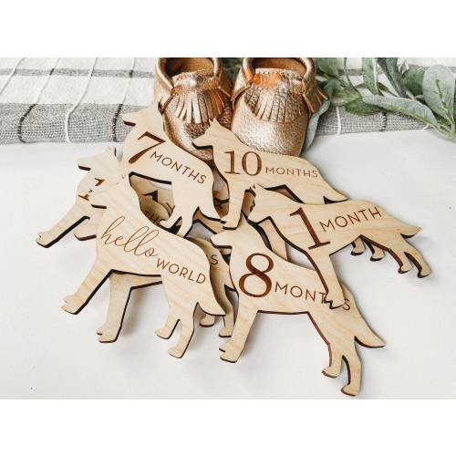 Dog Nursery German Shepherd Monthly Milestone Plaques | Baby Shower Gift | Custom German Shepherd Newborn Baby Gift for Dog Nursery Dog Mom