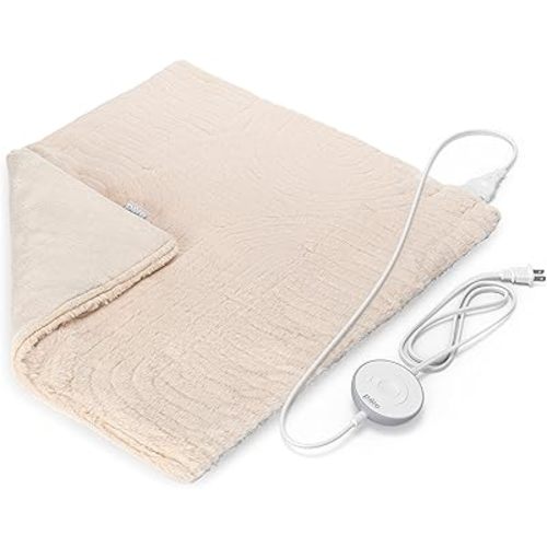 Pure Enrichment® PureRadiance™ Ultra-Wide Luxury Heating Pad for Cramps & Back Pain Relief, Patented Design, Soft Faux Fur & Micromink, 6 Heat Settings, Machine Washable, Large, 20”x24” (Golden Sands)