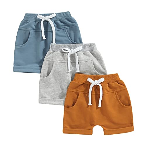 Baby Boys' Toddler 3-Pack Pull-on Jogger Shorts Knit Shorts Classic Fit Elastic Waist Shorts Kids Multipacks Pants