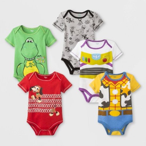 Baby Disney Toy Story 5pk Bodysuits - 0-3M