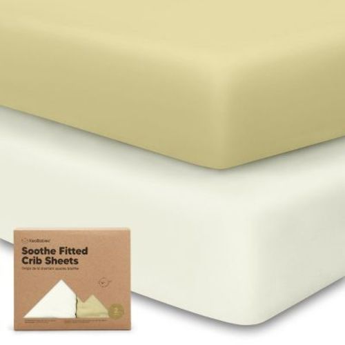 Keababies 2pk Soothe Fitted Crib Sheets Neutral, Organic Baby Crib Sheets, Fits Standard Nursery Baby Mattress (pecan)