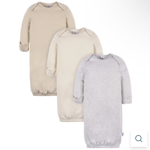 3-Pack Baby Neutral Brown & Grey Lap Shoulder Gowns – Gerber Childrenswear