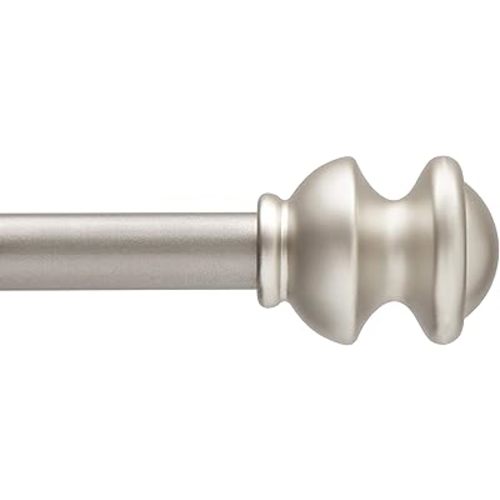 Kenney KN71717 Kendall Knob End Standard Decorative Window Curtain Rod, 48-86" Adjustable Length, Brushed Nickel Finish, 5/8" Diameter Steel Tube