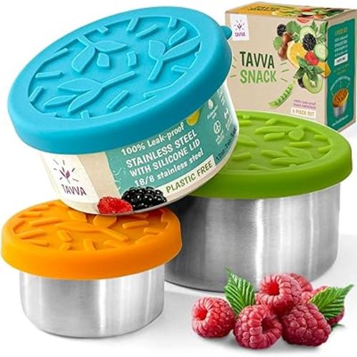 Stainless Steel Lunch Containers for Kids (12oz /7oz/ 3oz), Stainless Steel Containers with Lids, Stainless Steel Snack Containers for Kids, Kids Lunch Containers, Snack Containers for School