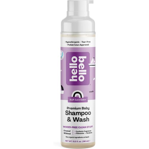 Hello Bello Shampoo & Body Wash - Gentle Hypoallergenic Tear-Free Formula for Babies and Kids - Vegan and Cruelty-Free - Soft Lavender Scented - 10 FL Oz