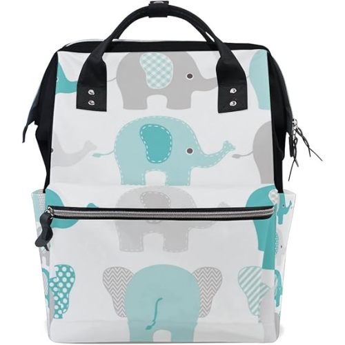 Diaper Nappy Bag Travel Backpack Mommy Bag Elephants for Women Girls Men M, Ideal Gift for New Mommy