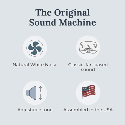 Yogasleep Dohm UNO White Noise Sound Machine (White) With Real Fan Inside for Non-Looping White Noise, For Travel, Office Privacy, Meditation, Sleep Aid For Adults & Baby, Registry Gift