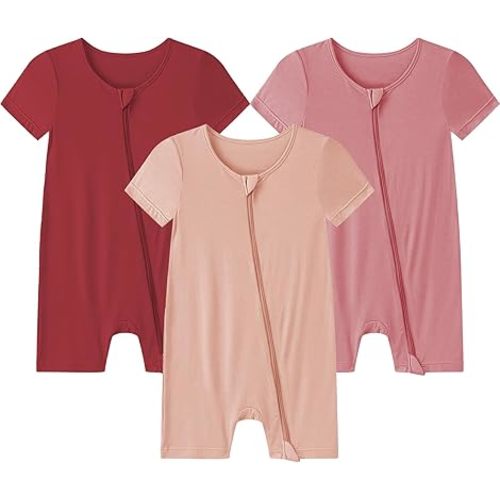 Rayon Romper,Unisex Baby Footless,Unisex Short Sleeve Zipper Rompers,Sleep and Play Clothes