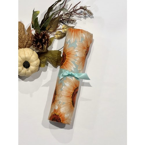 Autumn pastels sunflower baby swaddle flannel receiving blanket for nursery in extra large 41” size, personalize option, baby girl gift