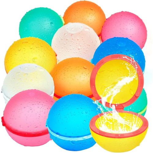 Lot de 12 ballons à eau réutilisables en silicone, rechargeables, bombes à eau magnétiques à remplissage rapide et auto-scellant, jouets à eau pour enfants et adultes, jeux d'été