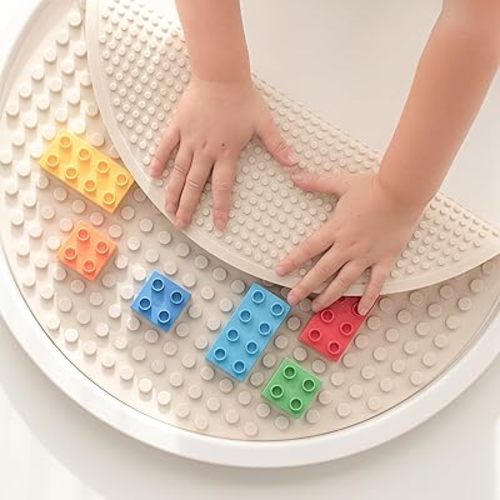 Inspire My Play - Silicone Building Blocks Baseplate - Compatible with All Major Building Block Brands - Double Sided for Large Building Blocks - Perfect Accessory for Sensory PlayTray - Stone