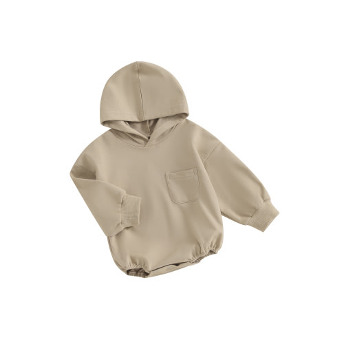 Bslissey Baby Girls Boys Romper Hoodie 6M 12M 18M 24M Solid Color Long Sleeve Bodysuit Infant Hooded One Piece Jumpsuit Toddler Spring Fall Daily Clothes