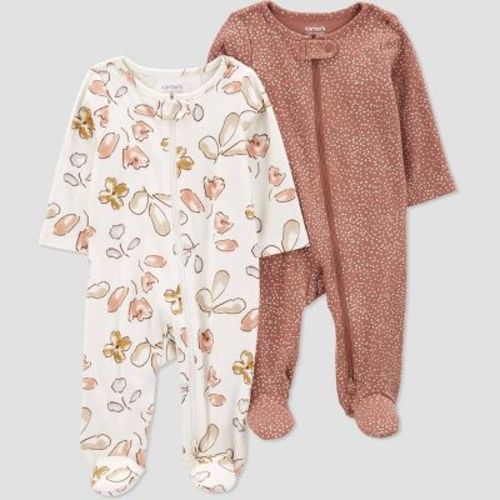 Carter's Just One You® Baby Girls' 2pk Printed Sleep N' Play - Brown/white Newborn
