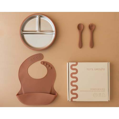 Stainless Steel Baby Feeding Set 6+ Months- Mocha