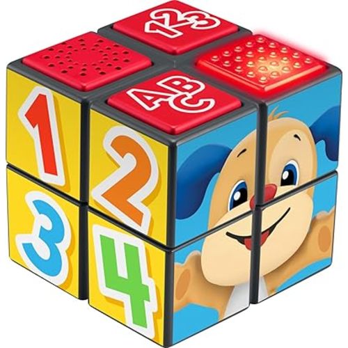 Fisher-Price Baby Learning Toy Laugh & Learn Puppy’s Activity Cube with Lights Music & Fine Motor Activities for Ages 9+ Months​