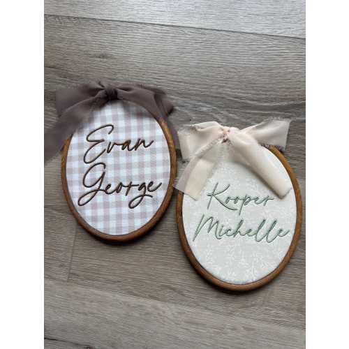 Personalized Baby Name Announcement Sign - Embroidered Newborn Announcement