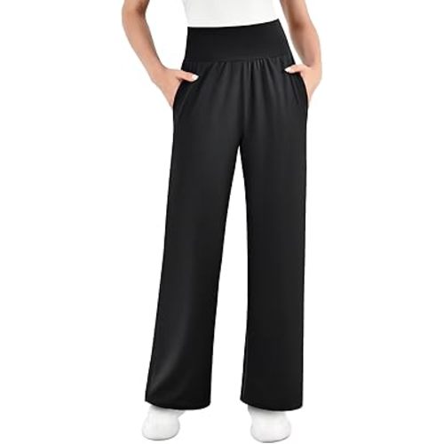 SINOPHANT Womens Wide Leg Yoga Pants with Pockets High Waisted Casual Lounge Loose Palazzo Pajama Sweatpants