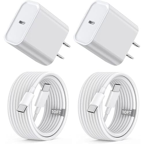 iPhone 15 16 Charger Fast Charging,Extra Long 10FT USB C to USB C Cable 20W USBC Apple Fast Charger Block for iPhone 16/16 Plus/16 Pro/16 Pro Max/16e/15/15 Plus/15 Pro/15 Pro Max/iPad Pro/Air/AirPods