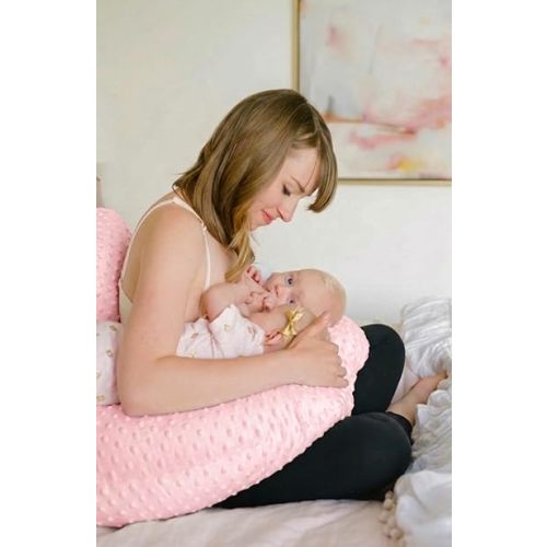 Twin Z The Pillow - Breastfeeding & Bottlefeeding Pillow! Cuddle Pink DOTS