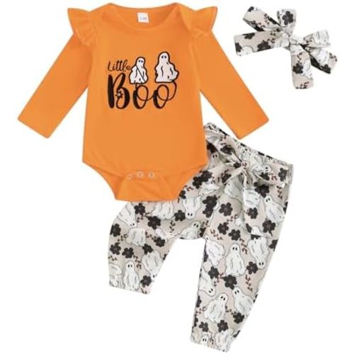 MERSARIPHY Newborn Baby Girl Fall Outfit Cute Ribbed Ruffle Long Sleeve Romper Daisy Floral Pants Set Winter Infant Clothes