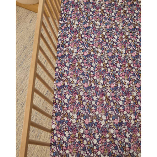 Midnight Petals Fitted Crib Sheet | Little Sleepies