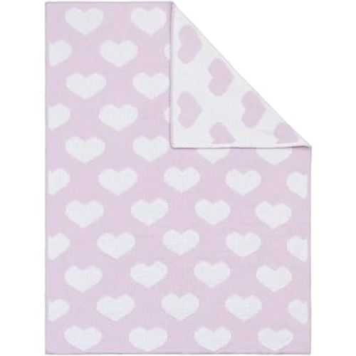 Living Textiles Purple Hearts Chenille Soft Baby Blanket Reversible Premium Cozy Fabric for Best Comfort - for Infant,Toddler,Newborn,Nursery,Boy,Unisex,Throw,Crib,Stroller,Gift, Purple Heart 40x30