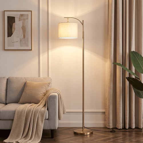 Vesteel Floor Lamp, Standing Lamp with 3 Color Temperatures & Lampshade, Arch Farmhouse Lamp for Living Room Bedroom Office