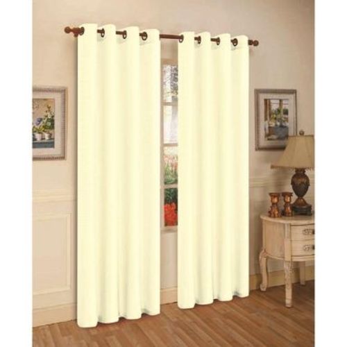 J&V TEXTILES 2 Panels Solid Grommet Faux Silk Window Curtain Drapes Treatment 58" Wide and 84" Length (Ivory)