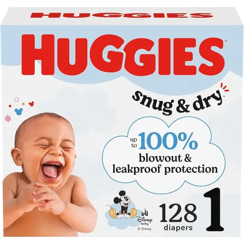 Huggies Size 1 Diapers, Snug & Dry Newborn Diapers, Size 1 (8-14 lbs), 128 Count, Packaging May Vary