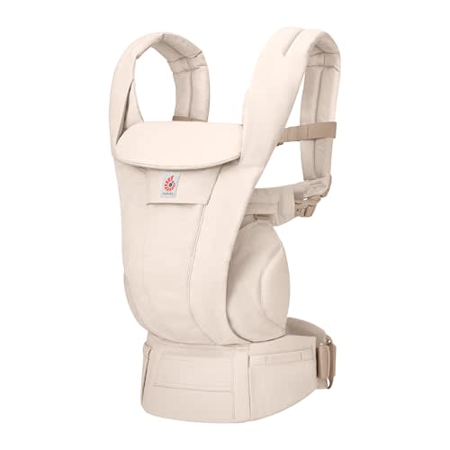 Ergobaby Omni Deluxe Baby Carrier for Newborn to Toddlers 0-48 Months (7-45 lbs) - 4-Position 100% Premium Cotton Baby Carrier with Ergonomic Support, Storage Pockets, and Sun Hood - Natural Beige