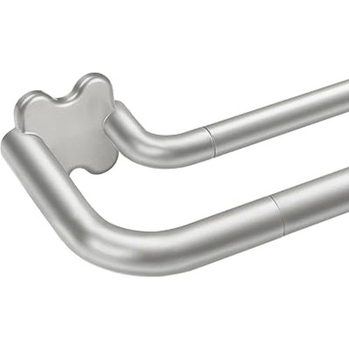 Antique Silver Double Curtain Rods, USFOOK Blackout Wrap Around Curtain Rods for Windows 48 to 84 Inch, 6/8 Inch Room Darkening Curtain Rod 32 to 86 Inch