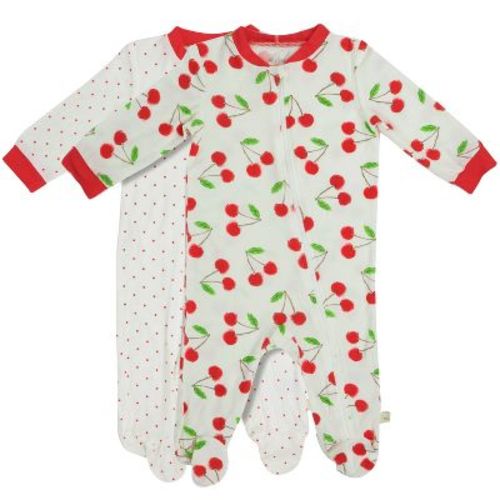 Milkberry Soft Rayon of Bamboo Pajamas Full Body Sleepwear for Infants Baby Girls Cherry Red Size 6-9 Months