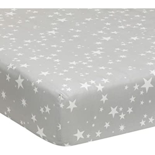 Lambs & Ivy Milky Way Gray/White Stars 100% Cotton Baby Fitted Crib Sheet