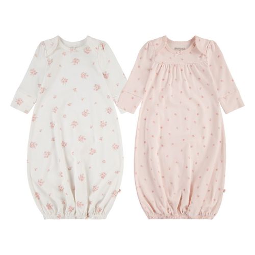 Newborn Baby Girls Huggies Babywear 100% Organic Floral Sleeper Gowns 2-Pack