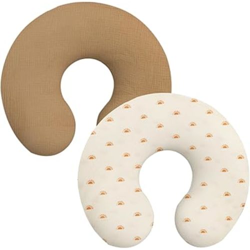 ZLHETWT 2Pcs Nursing Pillowcover, Nursing Cover Hidden Zip Nursing Pillowcover Easy to Fit Nursing Cover Flexible Easy to Use Nursing Pillowcover Soft Nursing Cover for Baby (Brown)