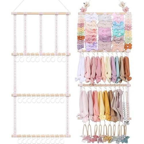 POVETIRE Headband Holder Hair Bows Organizer for Girls, Baby Headbands Hair Accessories Organizer Storage Wall Hanging Decor for Toddler Girls Room