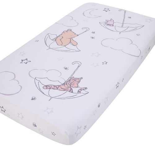 Disney Winnie The Pooh - Classic Pooh - Ivory, Tan & White Photo Op Fitted Crib Sheet, Tan, White, Grey , 28x52x8 Inch (Pack of 1)