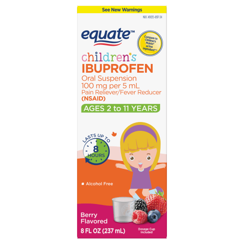 Equate Children's Ibuprofen Oral Suspension, 100 mg, Berry Flavor, Ages 2 to 11 Years, 8 fl oz, Compare to Children's Motrin® Active Ingredient HSA/FSA Eligible
