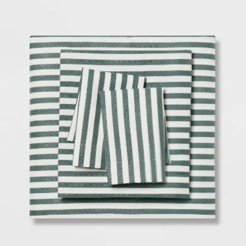 Twin/Twin XL Microfiber Sheet Set Green Stripe - Room Essentials™