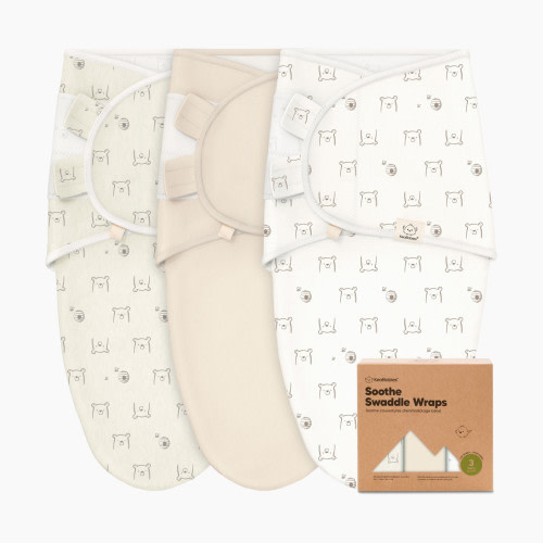 KeaBabies Soothe Swaddle Wraps (3 Pack) - Bumble Bear, One Size, 3